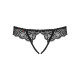 Мереживні танга з доступом Obsessive Contica crothchles thong S/M, чорні