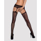 Сітчасті панчохи-стокінги з квітковим малюнком Obsessive Garter stockings S207 S/M/L,чорні