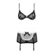 Еротичний костюм покоївки Obsessive Maidme set 5pcs, бюстгальтер, пояс з фартухом, панчохи