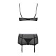 Еротичний костюм покоївки Obsessive Maidme set 5pcs, бюстгальтер, пояс з фартухом, панчохи