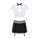 Еротичний костюм секретарки Obsessive Secretary suit 5pcs black, чорно-білий, топ, спідниця, стр