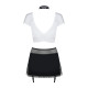 Еротичний костюм секретарки Obsessive Secretary suit 5pcs black, чорно-білий, топ, спідниця, стр