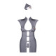 Еротичний костюм стюардеси Obsessive Stewardess 3 pcs grey S/M, сірий, сукня, стрінги, пілотка