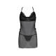 Сорочка Passion DELIENA CHEMISE black, стрінги із заниженою талією