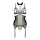 Корсет з відкритими грудьми Passion DOMINICA CORSET XXL/XXXL beige, пажі для панчіх, стрінги