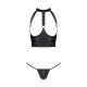 Комплект білизни з відкритими грудьми Passion GENEVIA SET WITH OPEN BRA S/M black, корсет, стрінги