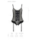 Корсет зі шнурівкою Passion NESSY CORSET black, стрінги з відкритим доступом, пажі для панчіх