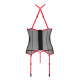 Корсет з пажами Passion SATARA CORSET L/XL red, стрінги, мереживо, застібки спереду та ззаду
