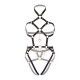 Портупея-тедді з екошкіри Leg Avenue Heart ring harness teddy M, Black, підвіска-сердечко, ланцюги