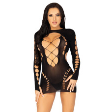 Безшовна мінісукня Leg Avenue Long sleeve cut out mini dress One size Black