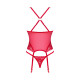 Прозорий корсет Obsessive Lacelove corset M/L Red, мереживо, підв’язки для панчіх