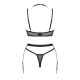 Комплект білизни Obsessive Selinne 3-pcs set M/L Black, бюстгальтер, стрінги пояс для панчіх