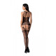 Бодістокінг з безліччю бретелей Passion BS095 One Size, black, імітація пояса та панчіх, з доступом