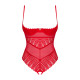 Боді з доступом Obsessive Ingridia crotchless teddy XS/S, червоне, відкриті груди