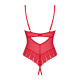 Боді з доступом Obsessive Ingridia crotchless teddy XS/S, червоне, відкриті груди