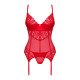 Комплект корсет та стрінги Obsessive Ingridia corset & thong XS/S, червоний