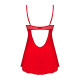 Пеньюар Obsessive Ingridia chemise & thong XL/2XL, червоний, сорочка, стрінги