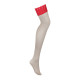 Панчохи Obsessive Ingridia stockings, бежеві з червоною резинкою