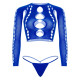 Комплект безшовної білизни Leg Avenue Long sleeve crop top & string Royal Blue One Size, топ, стрінги