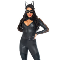Еротичний костюм супергероя-кішечки Leg Avenue Wicked Kitty, комбінезон, пояс, маска, вушка