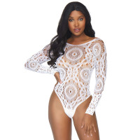 Еротичне боді-бодістокінг Leg Avenue Snap crotch thong back teddy White