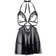 Сорочка бебі-дол з відкритими чашками Leg Avenue Lace and mesh babydoll & panty Black, стрінги