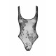 Боді Noir Handmade F242 Tulle body with patterned flock embroidery, S