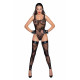 Боді Noir Handmade F242 Tulle body with patterned flock embroidery, XL