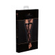 Панчохи без миска Noir Handmade F243 Tulle stockings with patterned flock embroidery, XXL