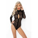 Боді під леопард Noir Handmade F287 Leopard flock bodysuit with long sleeves, M, довгий рукав