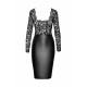 Сукня Noir Handmade F295 Euphoria, 3XL, black, мереживо, глибоке декольте, спідниця міді під латекс