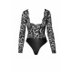 Боді Noir Handmade F296 Psyche, L, мереживо, довгий рукав, низ під латекс, з доступом