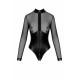 Боді Noir Handmade F321 Edge, L, низ під латекс, верх сітка, блискавка на все тіло, декор кільця