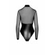 Боді Noir Handmade F321 Edge, L, низ під латекс, верх сітка, блискавка на все тіло, декор кільця