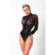 Боді Noir Handmade F321 Edge, XL, низ під латекс, верх сітка, блискавка на все тіло, декор кільця
