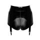 Шортики Noir Handmade F325 Glam, 3XL, black, вініл, висока талія, кріплення для панчіх, з доступом