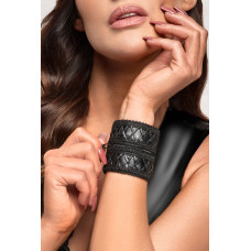 Жіночий гаманець-браслет Noir Handmade F326, black, під шкіру, рельєфний візерунок, кишеня на блискавці