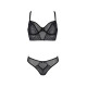Комплект Passion DROSERA SET black, L/XL, сітка+мереживо, бюстьє та трусики танга