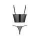 Комплект Passion KERRIA SET black, XXL/XXXL сітка+мереживо, бюстьє та стрінги