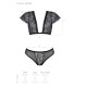 Комплект Passion LEAFA BIKINI black, XXL/XXXL, бюстгальтер-топ з рукавчиками, стрінги-шортики з вирізом