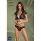 Комплект Passion LEAFA BIKINI black, XXL/XXXL, бюстгальтер-топ з рукавчиками, стрінги-шортики з вирізом