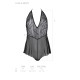 Боді Passion LEAFA BODY black, L/XL, на зав'язках, м'яка чашка, низ у вигляді шортиків
