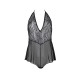 Боді Passion LEAFA BODY black S/M, на зав'язках, м'яка чашка, низ у вигляді шортиків