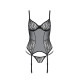 Корсет Passion LEAFA CORSET black L/XL, м'які чашки, затискачі для панчіх, стрінги в комплекті