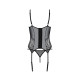 Корсет Passion LEAFA CORSET black L/XL, м'які чашки, затискачі для панчіх, стрінги в комплекті