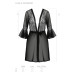 Пеньюар Passion LEAFA PEIGNOIR black, довжина трохи вище коліна, широкі рукави, зав'язується на пояс