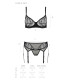 Комплект Passion LEAFA SET black, XXL/XXXL, мереживо+сітка, бюстгальтер на кісточках, стрінги, пояс для панчіх