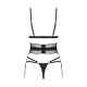 Комплект Obsessive Lobellis 3-pcs set, XL/2XL, чорний, ліф з м’якою чашкою, стрінги, пояс для панчіх