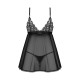 Сорочка бебі-дол Obsessive Blomentis babydoll & thong, мереживний ліф, стрінги в комплекті