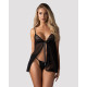 Сорочка бебі-дол Obsessive Blomentis babydoll & thong, мереживний ліф, стрінги в комплекті